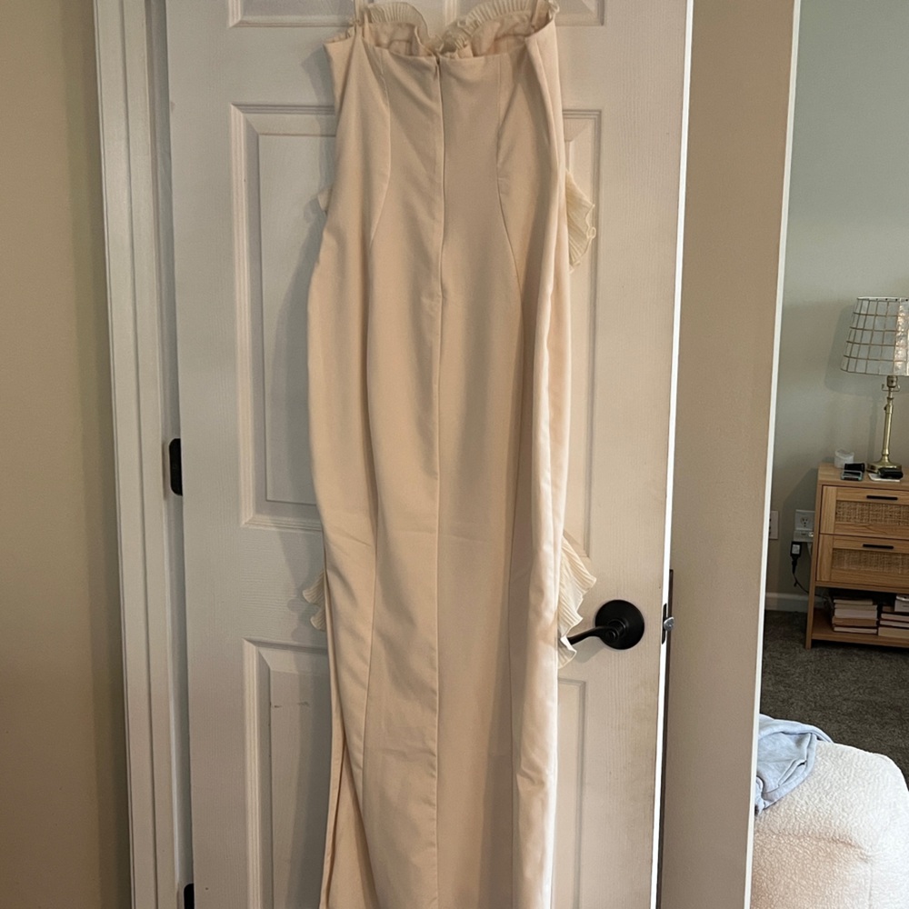 Oh Polly Spaghetti Strap Cream Ruffle Dress - Picture 5 of 5